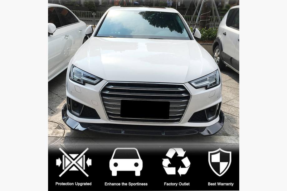 Audi A4 B9 2015-2024 гг. Накладка на передний бампер Lip V1 (для S-Line Sedan 2015-2019, Карбон) Фото 2