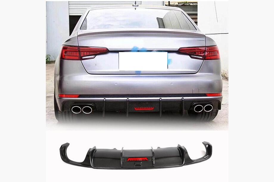 Audi A4 B9 2015-2024 гг. Диффузор заднего бампера V1 (для S-Line Sedan 2015-2019, Карбон) Image