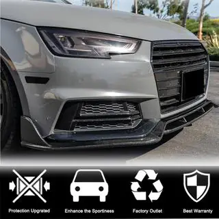 Накладка на передний бампер Lip V2 (для S-Line Sedan 2015-2019, Карбон) фото 3