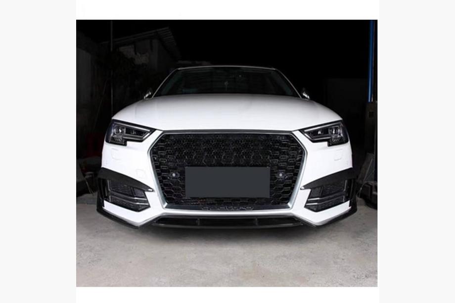 Audi A4 B9 2015-2024 гг. Накладка на передний бампер Lip V2 (для S-Line Sedan 2015-2019, Карбон) Фото 1