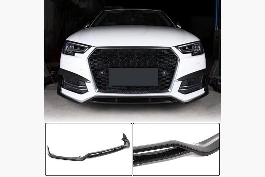 Audi A4 B9 2015-2024 гг. Накладка на передний бампер Lip V2 (для S-Line Sedan 2015-2019, Карбон) Фото 2