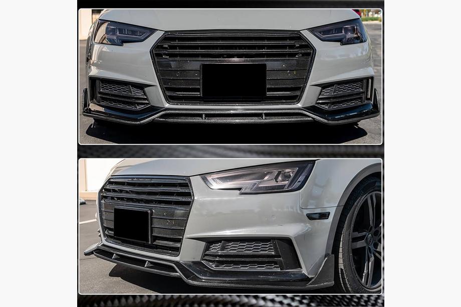 Audi A4 B9 2015-2024 гг. Накладка на передний бампер Lip V2 (для S-Line Sedan 2015-2019, Карбон) Фото 4