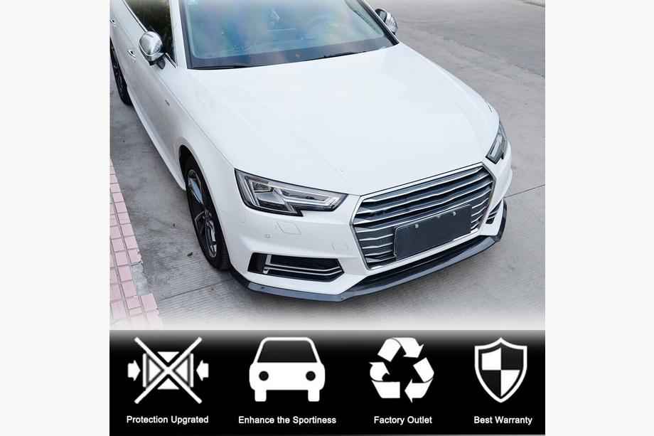 Audi A4 B9 2015-2024 гг. Накладка на передний бампер Lip V4 (для S-Line Sedan 2015-2019, Карбон) Фото 2