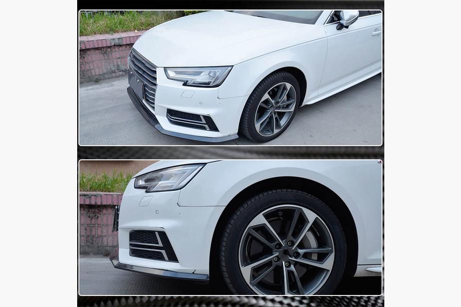 Audi A4 B9 2015-2024 гг. Накладка на передний бампер Lip V4 (для S-Line Sedan 2015-2019, Карбон) Фото 4