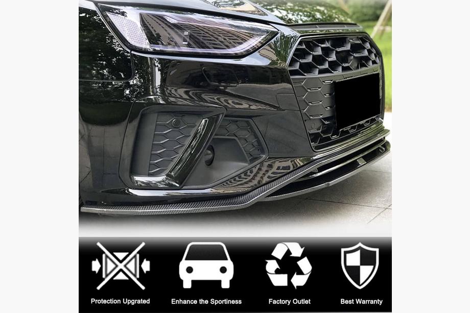 Audi A4 B9 2015-2024 гг. Накладка на передний бампер Lip V2 (для S-Line Sedan 2019-2024, Карбон) Фото 3