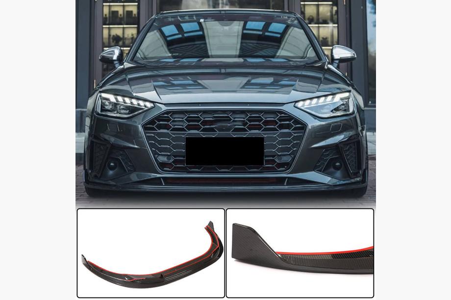 Audi A4 B9 2015-2024 гг. Накладка на передний бампер Lip V1 (для S-Line Sedan 2019-2024, Карбон) Image