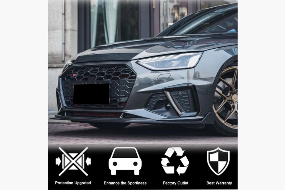 Audi A4 B9 2015-2024 гг. Накладка на передний бампер Lip V1 (для S-Line Sedan 2019-2024, Карбон) Фото 3