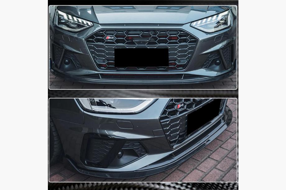 Audi A4 B9 2015-2024 гг. Накладка на передний бампер Lip V1 (для S-Line Sedan 2019-2024, Карбон) Фото 4