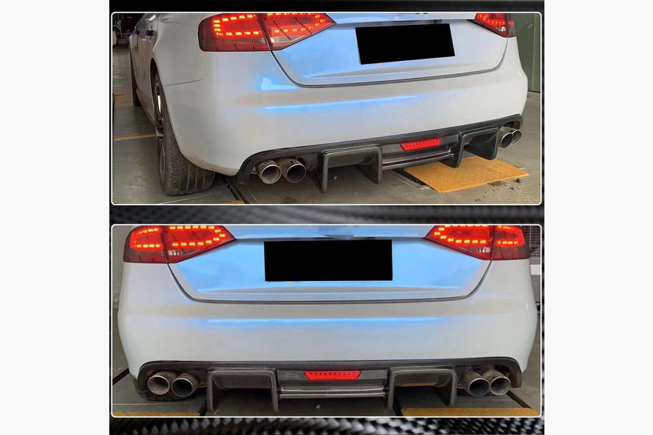Audi A4 B8 2007-2015 гг. Диффузор заднего бампера V2 (для S4 2009-2012, Карбон) Фото 6