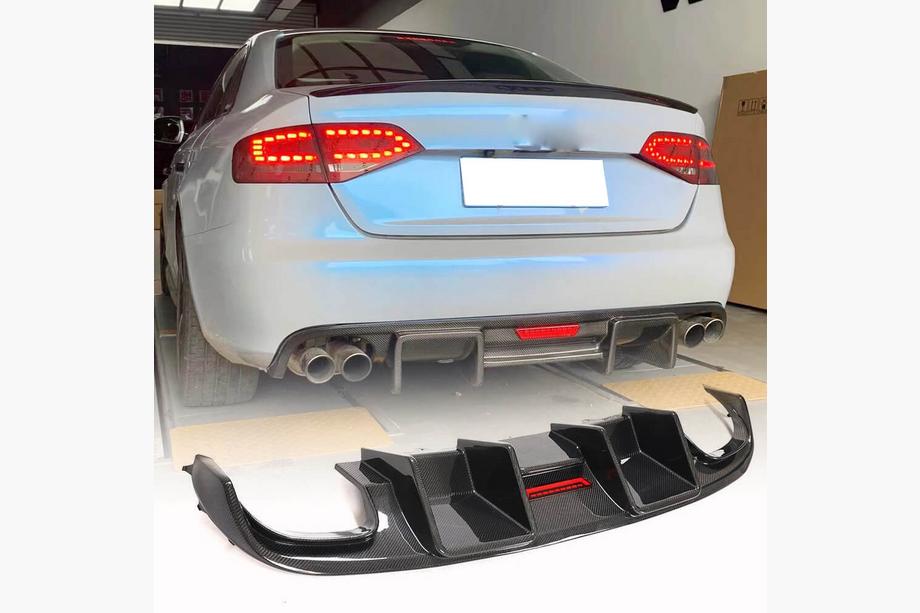 Audi A4 B8 2007-2015 гг. Диффузор заднего бампера V2 (для S4 2009-2012, Карбон) Фото 9
