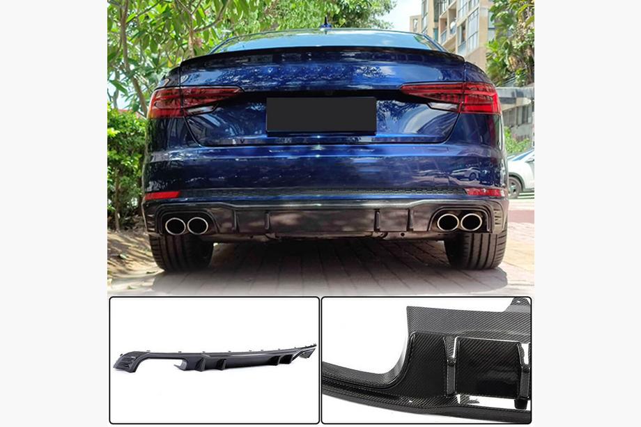 Audi A4 B9 2015-2024 гг. Диффузор заднего бампера V2 (для S-Line Sedan 2015-2019, Карбон) Image