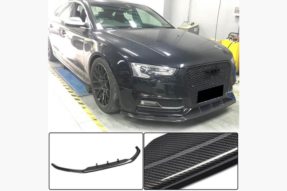Audi A5 2007-2015 гг. Накладка на передний бампер Lip V4 (для S-Line 2012-2015, Карбон) Image