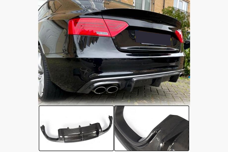 Audi A5 2007-2015 гг. Диффузор заднего бампера V3 (для S-Line 2012-2015, Карбон) Image