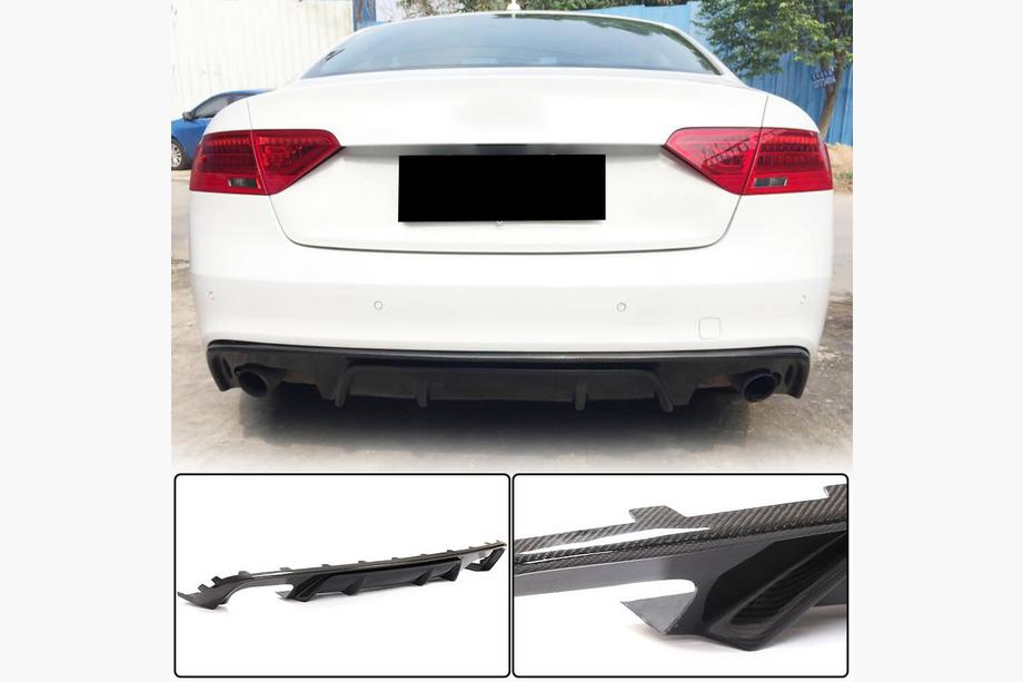 Audi A5 2007-2015 гг. Диффузор заднего бампера V2 (для S-Line 2012-2015, Карбон) Image