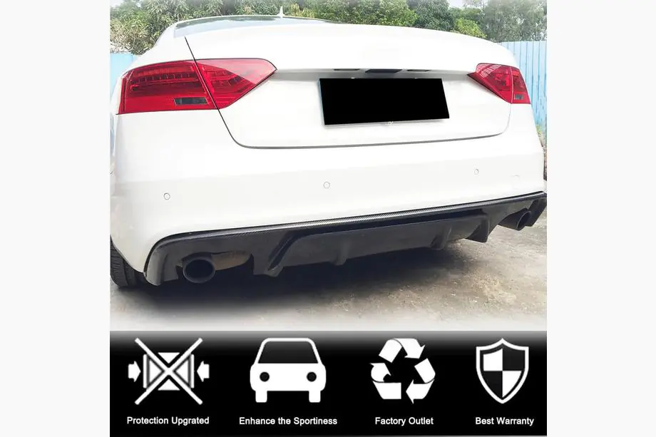 Audi A5 2007-2015 гг. Диффузор заднего бампера V2 (для S-Line 2012-2015, Карбон) Фото 2
