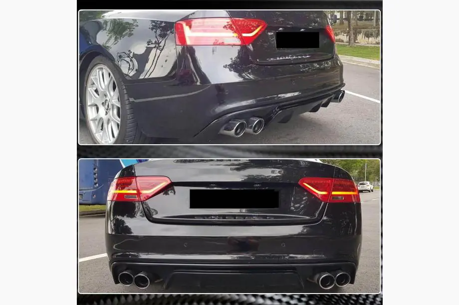 Audi A5 2007-2015 гг. Диффузор заднего бампера V2 (для S-Line 2012-2015, Карбон) Фото 4
