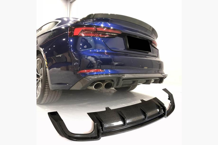 Audi A5 2016-2025 гг. Диффузор заднего бампера V2 (для S-Line 2016-2020, Карбон) Image