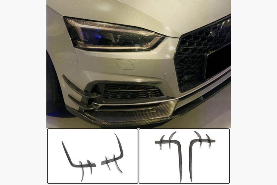 Audi A5 2016-2025 гг. Накладки на передний бампер Flap V2 (для S-Line 2016-2020, Карбон) Image