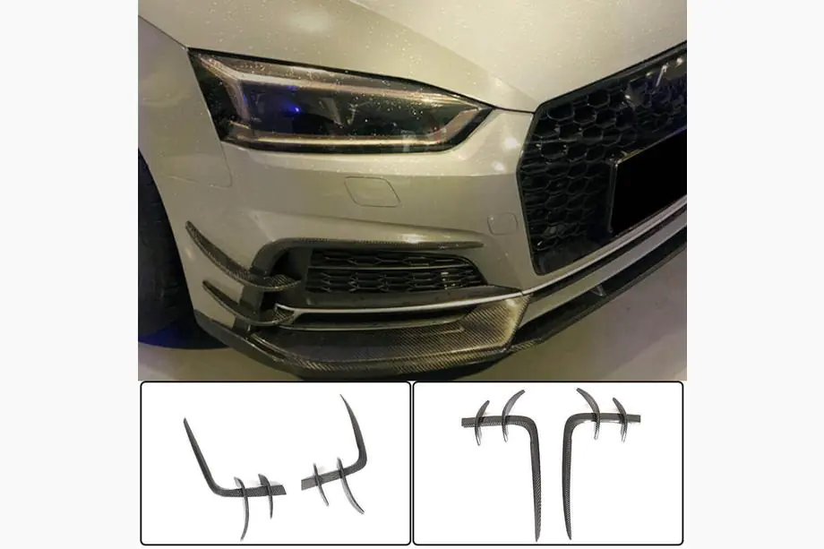 Audi A5 2016-2025 гг. Накладки на передний бампер Flap V2 (для S-Line 2016-2020, Карбон) Image