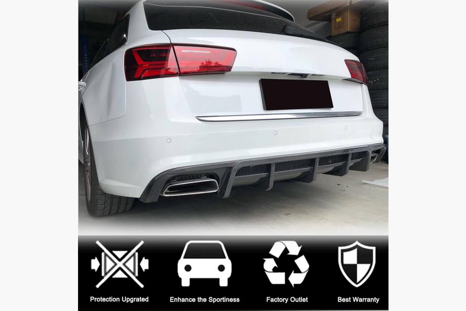 Audi A6 C7 2011-2017 гг. Диффузор заднего бампера (для S-Line Avant 2014-2018, Карбон) Фото 3