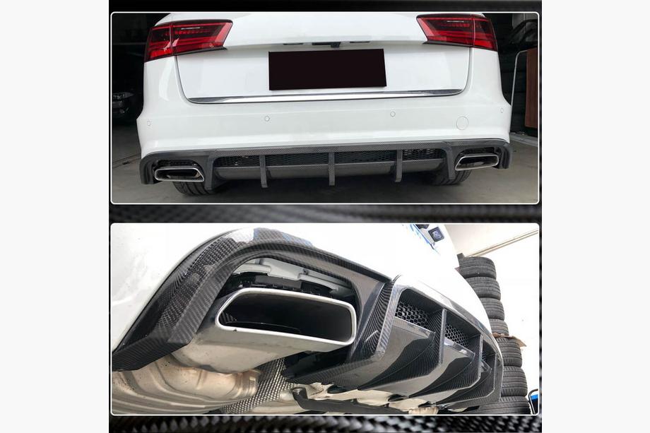 Audi A6 C7 2011-2017 гг. Диффузор заднего бампера (для S-Line Avant 2014-2018, Карбон) Фото 4
