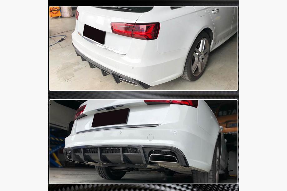 Audi A6 C7 2011-2017 гг. Диффузор заднего бампера (для S-Line Avant 2014-2018, Карбон) Фото 5