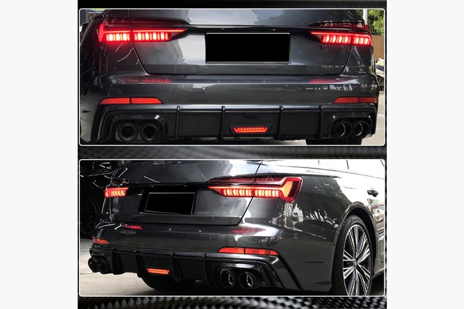 Audi A6 C7 2011-2017 гг. Диффузор заднего бампера Карбон (для S-Line 2014-2018) Image