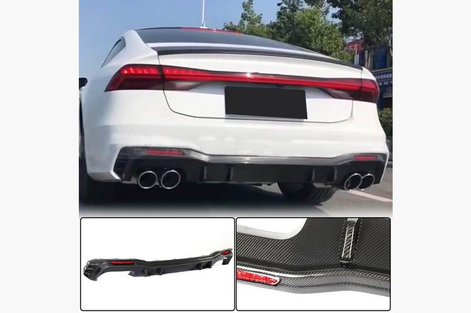 Audi A7 2018- гг. Диффузор заднего бампера (для S-Line 2018-2022, Карбон) Фото 1