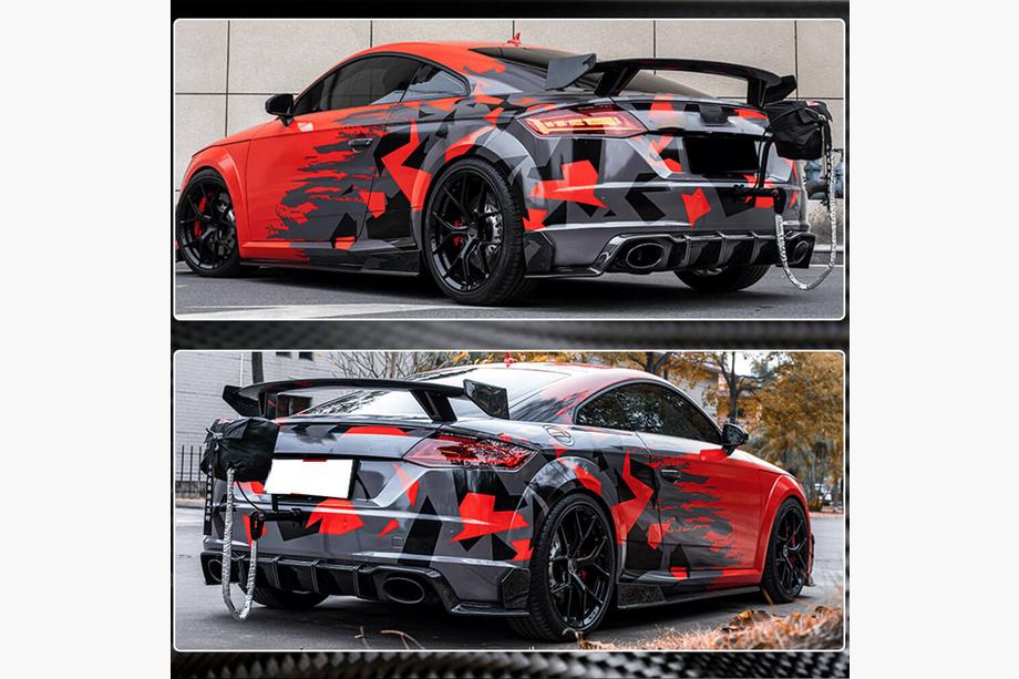 Audi TT 2014-2023 гг. Накладки Flap на задний бампер (для S-line/TTS/TTRS, 2014-2019, Карбон) Фото 4
