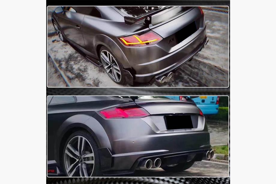 Audi TT 2014-2023 гг. Накладки Flap на задний бампер (для S-line/TTS/TTRS, 2014-2019, Карбон) Фото 5