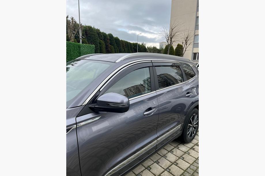 Chery Tiggo 8 2017- гг. Ветровики с хромированной молдингом (4 шт., Sunplex Steinless) Image