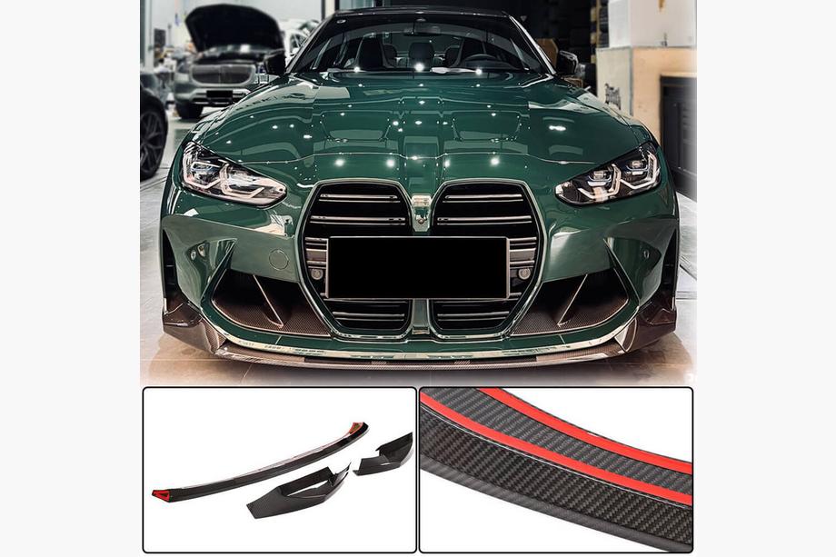 BMW 4 серия G22/23/26 2020- гг. Накладка на передний бампер Lip V3 (для G82/G83, Карбон) Фото 1