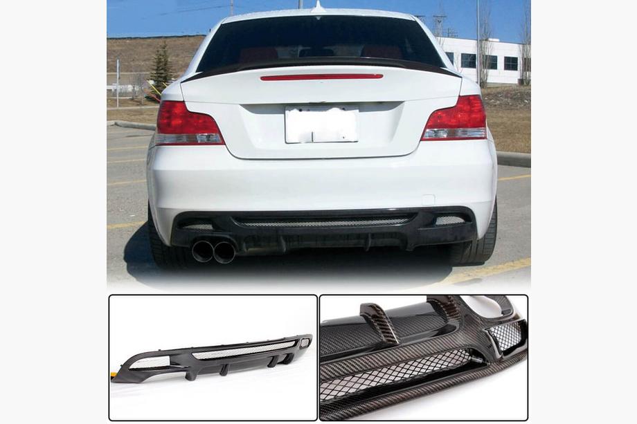 BMW 1 серия E81/E82/E87/E88 2004-2011 гг. Диффузор заднего бампера V1 для E82/E88 M-Sport, Карбон Фото 2