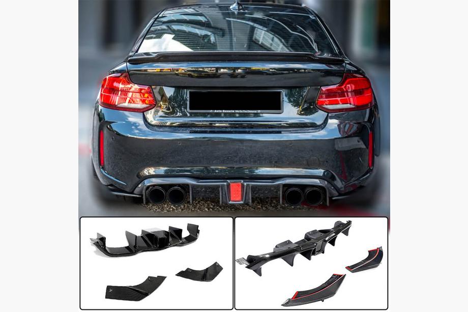 BMW 2 серия F22/F23 2014-2021 гг. Задний Диффузор V8 (для F87 M2/M2C, Карбон) Image