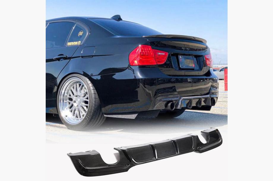 BMW 3 серия E90/E91 2005-2011 гг. Задний Диффузор Бампера V1 для E90 M-Sport, Карбон Фото 1