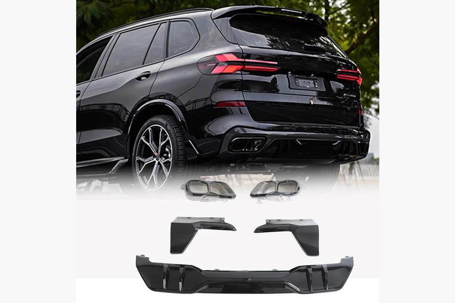 BMW X5 G05 2019- гг. Диффузор заднего бампера V4 (2018-2022, Черный Глянец) Image