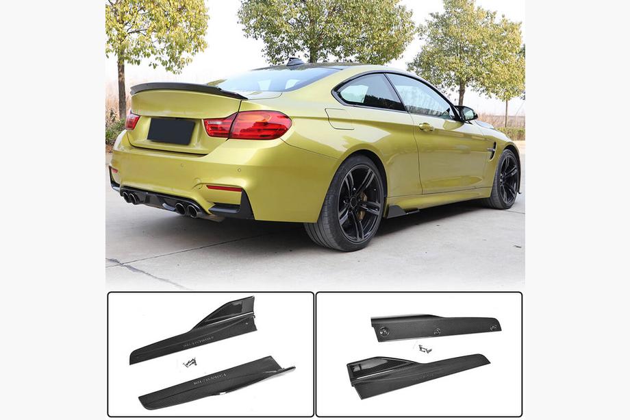 BMW 4 серия F32/F33/F36 2012-2020 гг. Накладки на пороги V4 (для F82/F83, Карбон) Image
