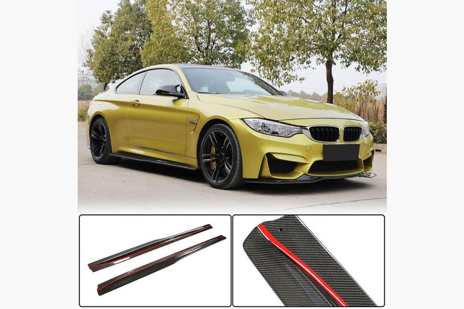 BMW 4 серия F32/F33/F36 2012-2020 гг. Накладки на пороги V3 (для F82/F83, Карбон) Image