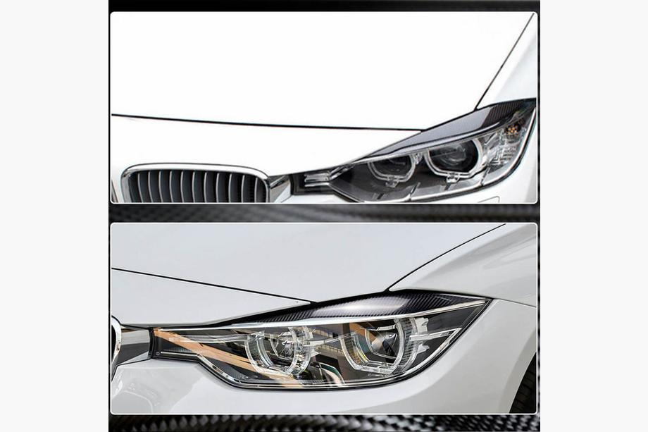 BMW 3 серия F30/F31 2012-2019 гг. Реснички на Фары V2 (для F30, Карбон) Фото 9