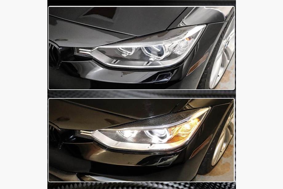 BMW 3 серия F30/F31 2012-2019 гг. Реснички на Фары V2 (для F30, Карбон) Фото 10