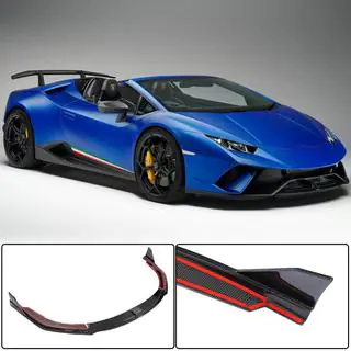 Накладка на передний бампер Lip V2 (Карбон) Lamborghini Huracan 2014- гг. фото 1