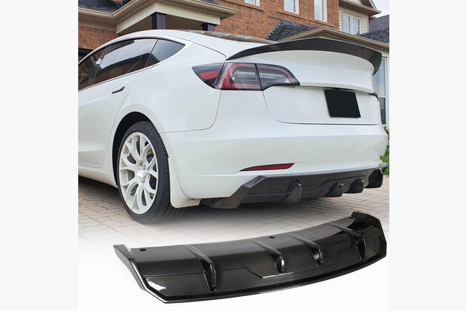 Tesla Model 3 2017- гг. Диффузор Заднего Бампера Карбон V2 (2016-2022) Image