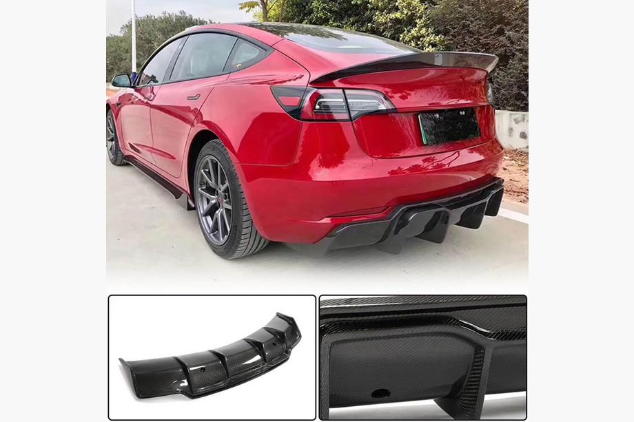 Tesla Model 3 2017- гг. Диффузор заднего бампера FRP V5 (2016-2022) Image