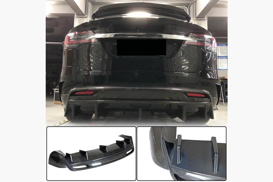 Tesla Model X 2015- гг. Диффузор заднего бампера Карбон V1 (2016-2020) Image