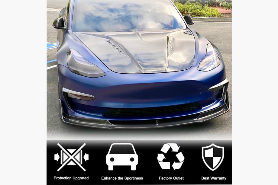 Tesla Model 3 2017- гг. Накладка на передний бампер Lip V3 (2017-2023, Карбон) Фото 2