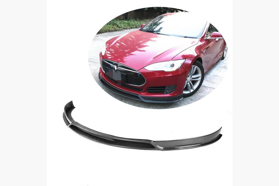 Tesla Model S 2012– гг. Накладка на передний бампер Lip V2 (2012-2016, Карбон) Image