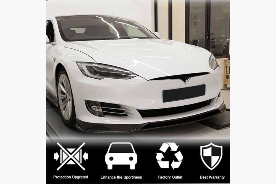 Tesla Model S 2012– гг. Накладка на передний бампер Lip (2016-2021, Карбон) Фото 2