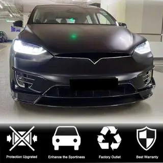 Накладка на передний бампер Lip (2015-2021, Карбон) Tesla Model X 2015- гг. фото 3