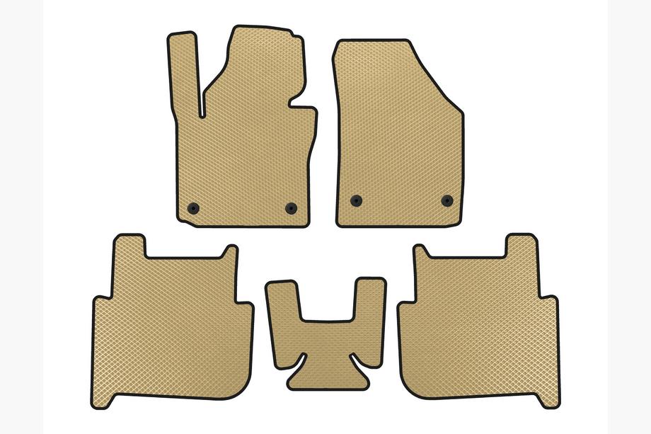 Volkswagen Touran 2003-2010 гг. Коврики EVA (2 ряда, 2006-2010, 7-местный, Бежевые) Image