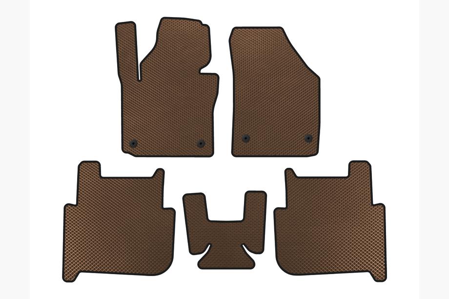 Volkswagen Touran 2003-2010 гг. Коврики EVA (2 ряда, 2006-2010, 7-местный, Коричневый) Image